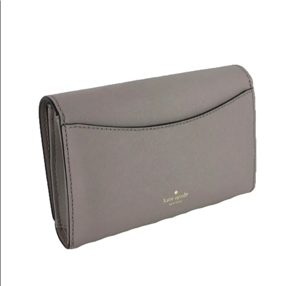 🦉 Kate Spade Owl Gray Leather Clutch Crossbody - Picture 2 of 4